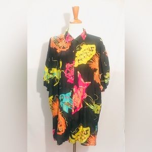 Carole Little Sport 100% Silk Tropical Blouse size 14